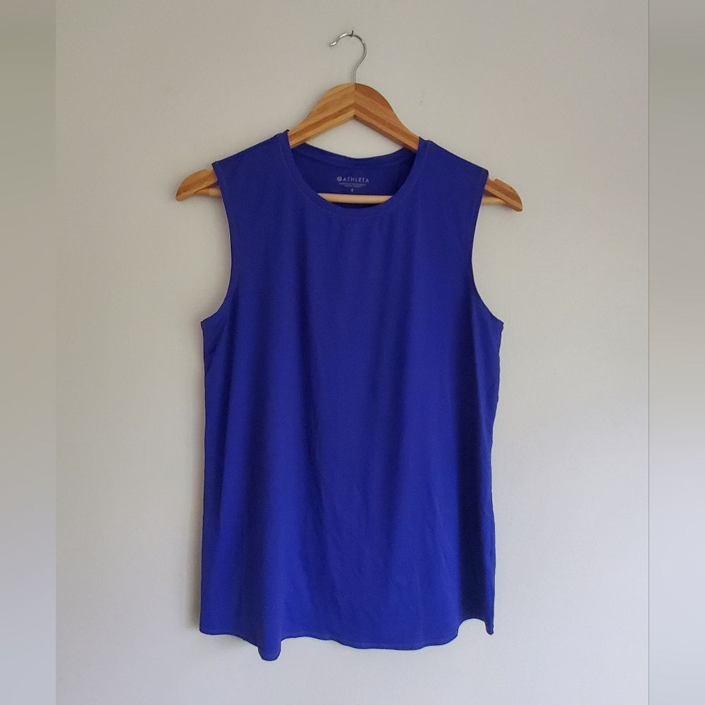 Athleta Blue Sleeveless Scallop Back Top Womens Size Small